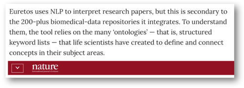 quote 3 - Euretos featured in Nature publication as major example of AI driven hypothesis generation
